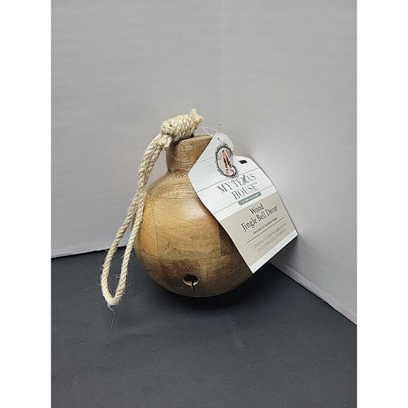 My Texas House 6 in Wood Jingle Bell Christmas Hanging Décor Natural Fast Ship - Picture 1 of 3